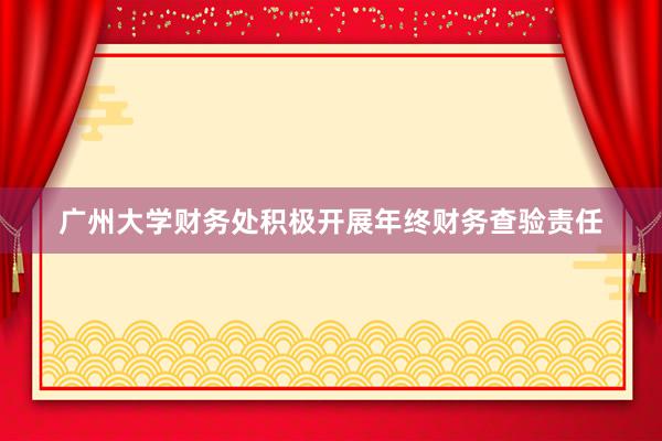 广州大学财务处积极开展年终财务查验责任