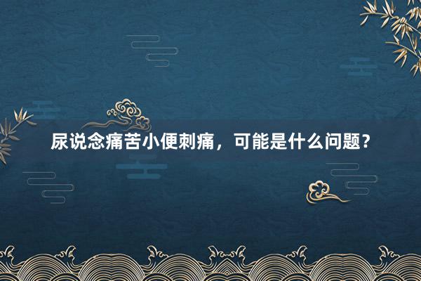 尿说念痛苦小便刺痛，可能是什么问题？